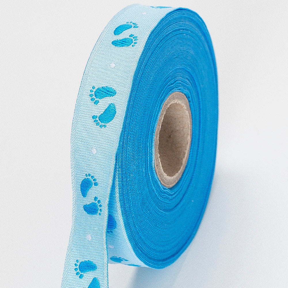 Fantastic Mavi Bebe Ayak İzi Baskılı Kurdele - 15685-V2